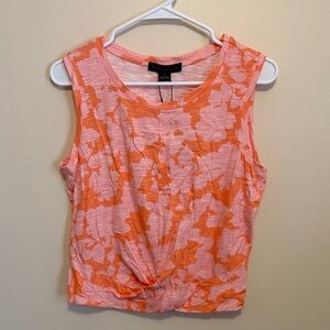 Sanctuary Pink and Orange Floral Twist-Front Tank